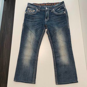 Rock Revival Kenneth Alt Straight Denim Jeans Size 34 Waist 26 Length